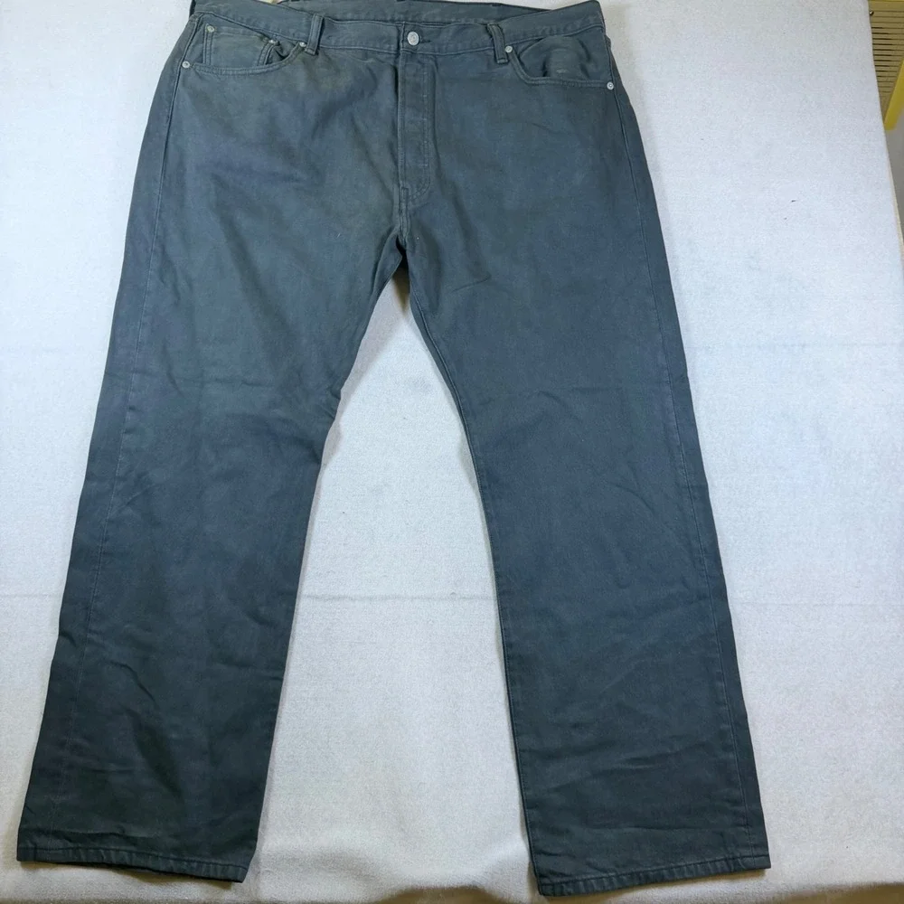 Levis 501 Original Fit Mens Charcoal Gray Straight Leg Button Fly Pants 42x30